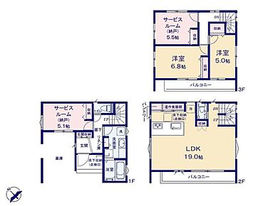 ２部屋の納戸は、洋室道路からのプライバシーを確保しやすい「2階リビング」を採用。
仕立てで収納完備のため居室としてご利用いただけるため、実質４ＬＤＫのようにご利用いただけます♪ 
