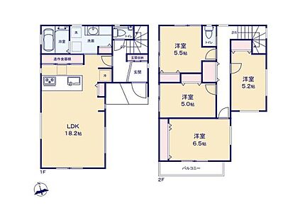 ○18帖超リビングは開放感溢れる折上天井採用♪○家事を手助けする食洗機・浄水器付対面キッチン！○家事動線スムーズな水回り集中設計♪ 