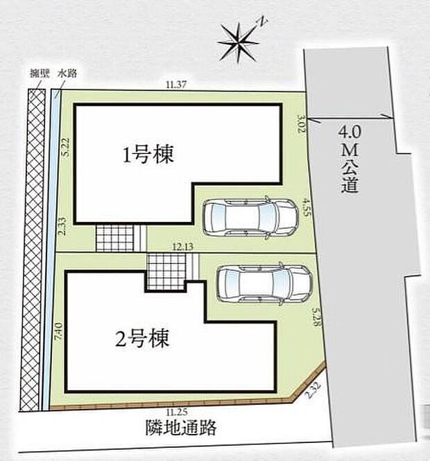 【全体区画図】周辺は静かで落ち着いた雰囲気の住宅街です。交通量も少なく、穏やかで快適にお過ごし頂けそうです。