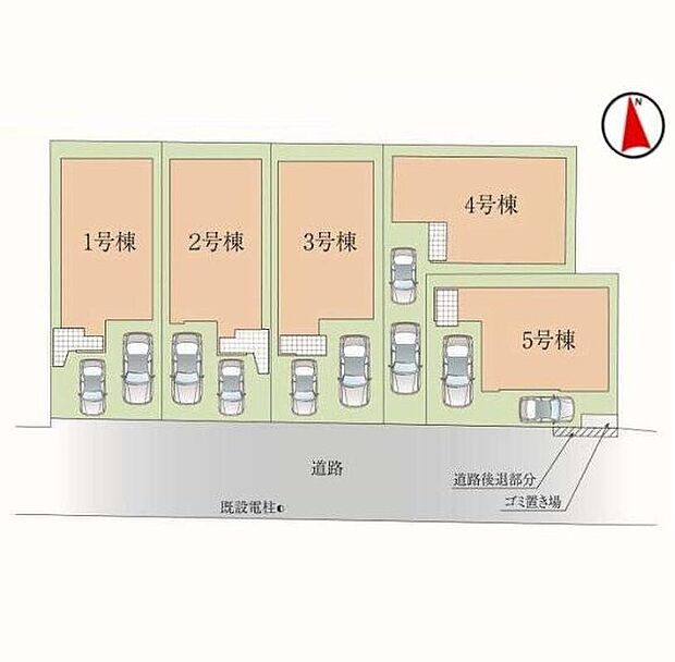 【☆全体区画図☆】お車2台分の並列駐車が可能です。セカンドカーをお持ちのご家庭にもおすすめです♪空いたスペースにはご家族の自転車の駐輪もできます!