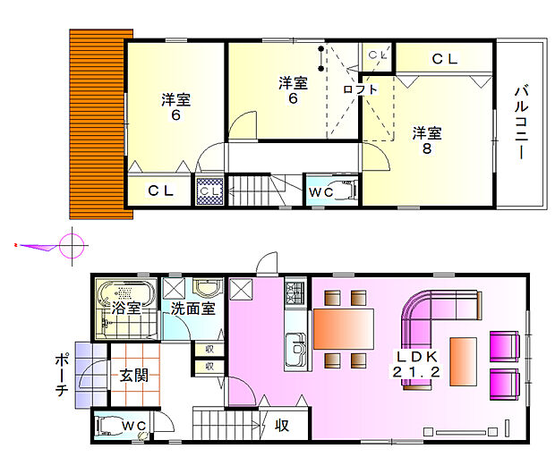【参考プラン】建物価格2090万円(込)、建物面積約102.06m2 計5080万円(込)1F建物面積に玄関ポーチ部分約0.81m2含・建物面積にロフト部分約4.86m2含・建築確認申請費用60万円・外構費80万円別途要