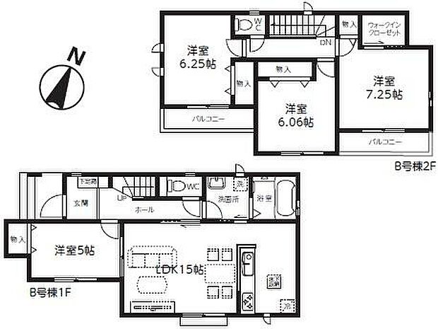 (B号棟)、価格4390万円、4LDK、土地面積108.31m2、建物面積96.87m2