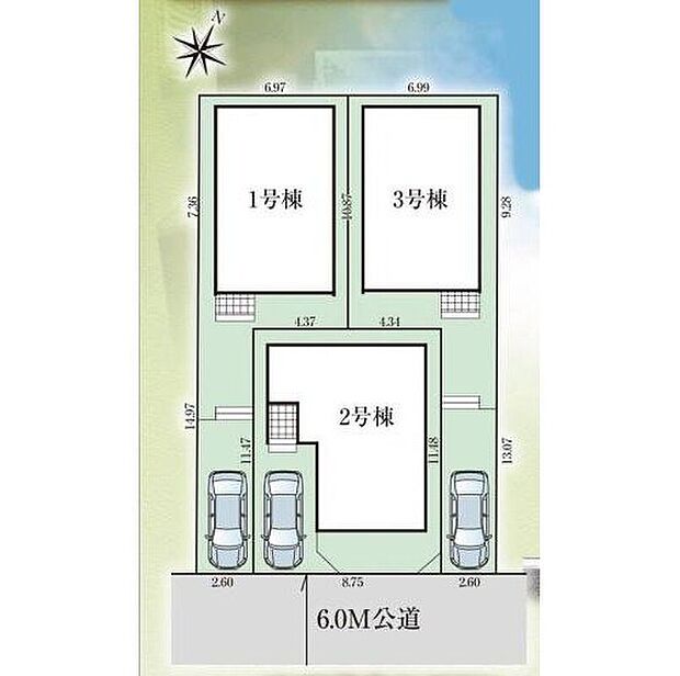 南東側道路で陽当たり良好!
道路幅は6mと十分な広さがありますのでお車の駐車も安心して行えます◎