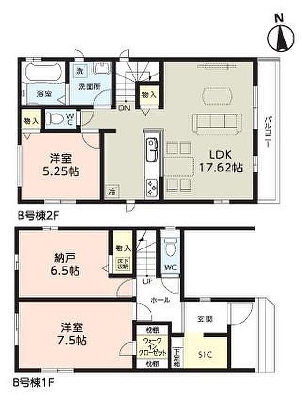 (B号棟)、価格3790万円、2LDK+S、土地面積85.67m2、建物面積99.2m2