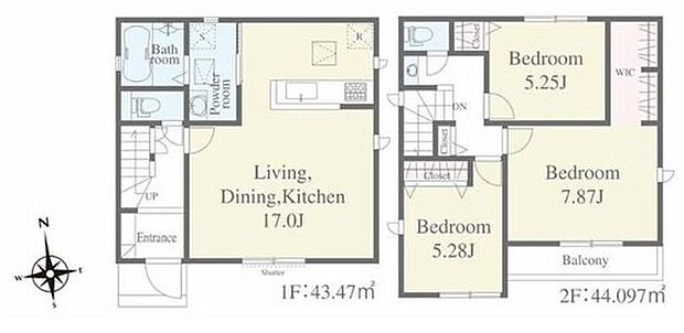 【3LDK】<主寝室は7.87帖でゆったり>
南向きの主寝室は、7.87帖ありWICがついて広々した作りになります。また、バルコニーに面して開放感もあります!