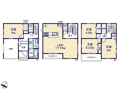 ◇雨の日も濡れずに降りられるビルトインガレージ付き♪
◇陽当りとプライバシー性に恵まれた2階リビングプラン♪
◇全居室収納スペース完備で、いつでもお部屋をすっきりとお使い頂けます♪ 