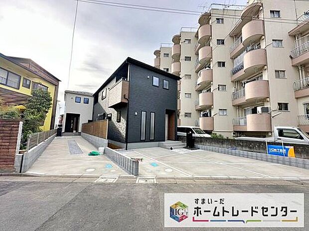 【【現地外観写真】】耐震性能にこだわる「飯田グループ」の家です!お客様のすまいと安全を守る大切な住宅だからこそ、実際の建物の作りと安心感をぜひ現地にてご体感ください!ご見学予約受付です!