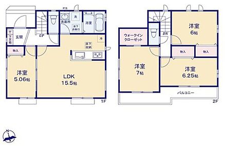 ご家族が集う空間と、個の時間を大切にする居室をしっかり分け合える２階３居室プラン♪
南向きの洋室は日当たり良好♪2面採光でたっぷりお日様を取り込めます♪ 
