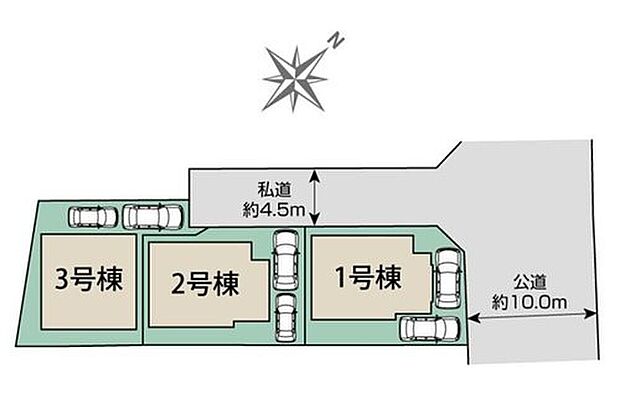 【区画図】カースペースが２台分（内1台軽自動車）ございますので、家族分の自転車を駐輪したり、来客用の駐車スペースとしてもお使いいただけます。首都高速川口線も近いので車のお出かけに便利です♪