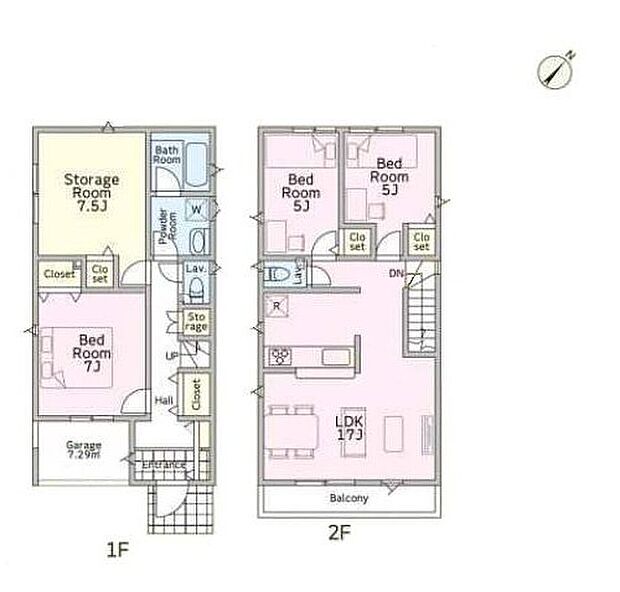 【3LDK+S】2階リビングにすることで、陽当たりを良くし、人目も気にならずプライバシーを確保することが出来ます。立地条件を活かして車庫の一部をビルトインに。車の乗り降りに便利です！