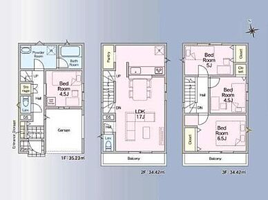 陽光溢れる2階LDK！外からの視線が届きにくくゆったりとお寛ぎいただけます♪
食品ストックをたっぷり収納できるキッチン横のパントリー♪
ゆとりのある洗面室は混み合う身支度の時間も広々使えて快適です♪ 