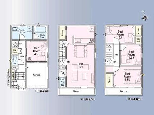 【4LDK】陽光溢れる2階LDK！外からの視線が届きにくくゆったりとお寛ぎいただけます♪
食品ストックをたっぷり収納できるキッチン横のパントリー♪
ゆとりのある洗面室は混み合う身支度の時間も広々使えて快適です♪