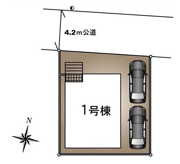 【全体区画図】カースペース２台分ございますので、家族分の自転車を駐輪したり、来客用の駐車スペースとしてもお使いいただけます。ぜひ一度ご覧下さい！