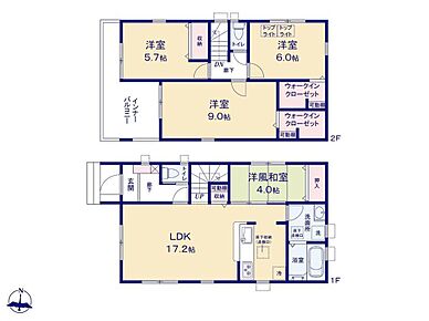 対面システムキッチンを採用した明るいLDK☆足を伸ばして寛げる洋風和室付きです♪
9帖の広々とした主寝室には、ゆとりあるWIC完備！
南向きのゆったりルーフバルコニーには洗濯物や布団もたっぷり干せます♪ 