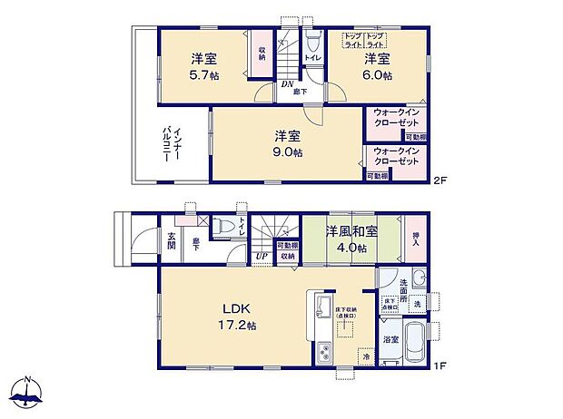【4LDK】対面システムキッチンを採用した明るいLDK☆足を伸ばして寛げる洋風和室付きです♪
9帖の広々とした主寝室には、ゆとりあるWIC完備!
南向きのゆったりルーフバルコニーには洗濯物や布団もたっぷり干せます♪