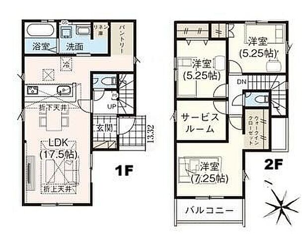 【3LDK+S】パントリーは人目に付かずに調味料やお水などのストックを置けて便利☆奥行きあるWICは衣類だけでなく、スーツケースなどの大きな物まで収納出来ます！納戸はテレワークや収納部屋としても色々お使いいただけます♪