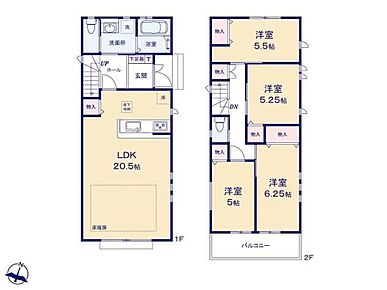 ◆ご家族が集う空間と、個の時間を大切にする居室をしっかり分け合える２階４居室プラン♪
◆広々20帖のLDK！対面キッチンからはLDK全体を見渡せます♪ 