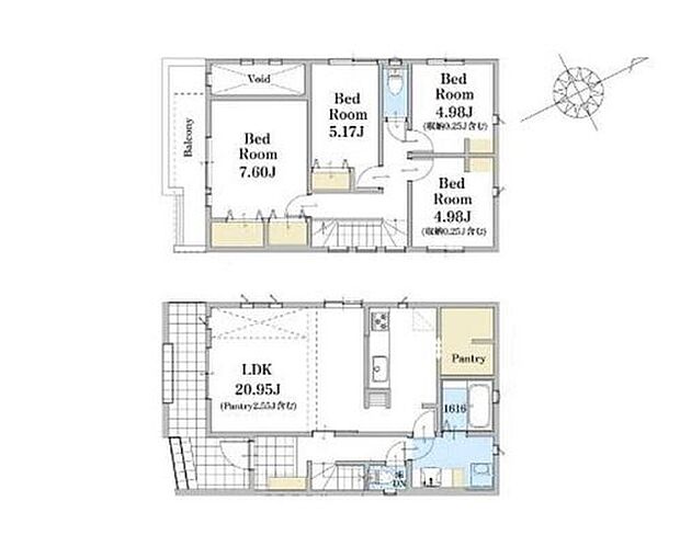 【4LDK】広々20帖超のリビングは、ご家族みなさまの憩いの空間♪
キッチン後方に大型のパントリーを完備！買いだめしても置き場所に困りません◎2階にお部屋を集約し、ご家族それぞれのプライベート時間も充実♪