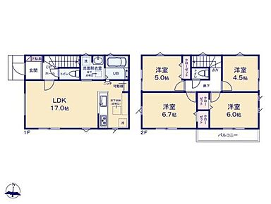 生活に自然とメリハリが生まれる2階にお部屋をまとめたプラン♪キッチン後方の可動棚＋水回り集中設計で家事導線がスムーズです◎リビングを見渡せる対面式キッチン採用！お子様を見守りながら調理できます♪ 