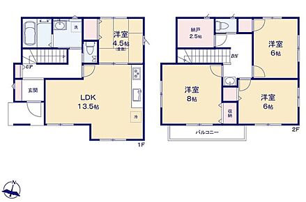 ☆2.5帖の納戸を設置☆窓も付いており換気もできて、扇風機やヒーターなど季節物を保管したりするのにピッタリ♪主寝室はゆとりある8帖に南向きバルコニー付き☆ 