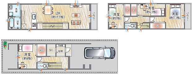 【【参考プラン(2)】】(セミオーダー建物価格:2310万円~※ライフシェアメンバーシップ適用価格)
■建物面積:108.50m2
LDKドドーンと19.5帖!WIC・SIC・各居室収納付きで収納力抜群のお家