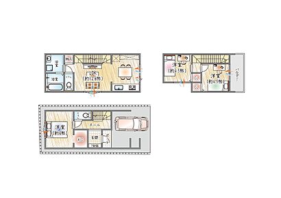 【確定プラン】 ■3階建て×3LDK
大容量のウォークインクローゼット付き3階建て。2階に水回りを集約した、生活動線の良い使いやすい間取り 