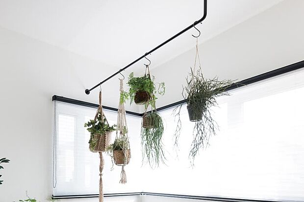 【【PLAN01】ハンギングレール】室内干しに便利なハンギングレール。洗濯物だけでなく、鉢植えを吊り下げてインテリアにもできます。