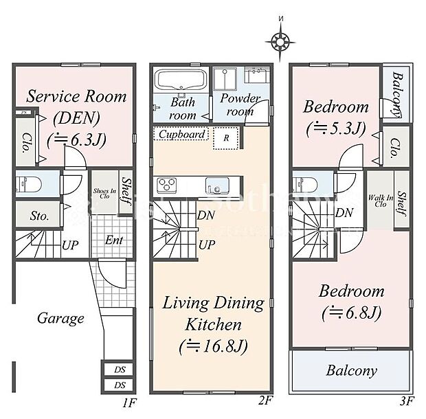 【2LDK+S】【2号棟】図面と異なる場合は現況を優先。