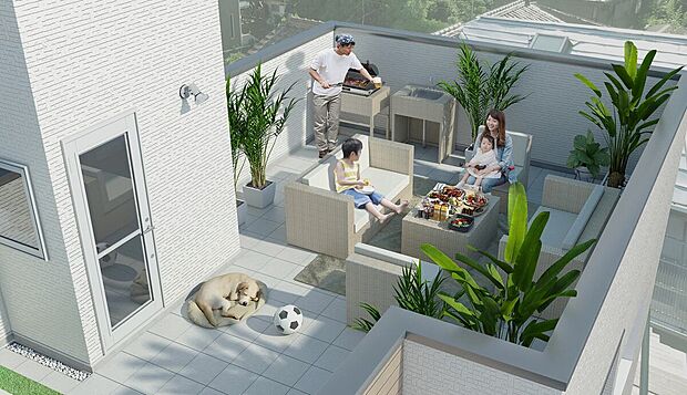 【屋上リビング専用家具も標準装備】
ご入居後すぐに屋上ライフを満喫できる専用家具が標準装備！
ソファ、BBQコンロ付きテーブル、専用ラグ、シンクなど、一式が揃っているのも嬉しいポイント♪