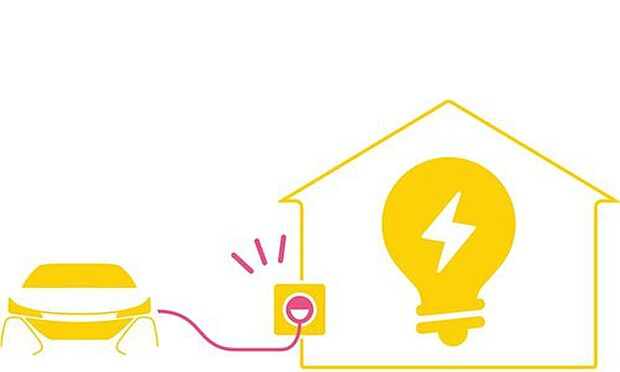 【【クルマと連動】クルマde給電】トヨタホームの「クルマde給電」は、クルマを住まいとつなぎ電源として利用する業界初の非常時給電システム。
停電が長時間におよんだ場合でも、部屋の照明はもちろん、冷蔵庫や調理機器、電気ヒーターなど、生活に必要最低限の電力を使用でき、安心の「在宅避難」をサポートします。