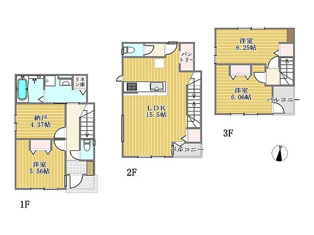 【2区画参考プラン間取り図】3SLDK+パントリー　建物価格1650万円　92.74ｍ2