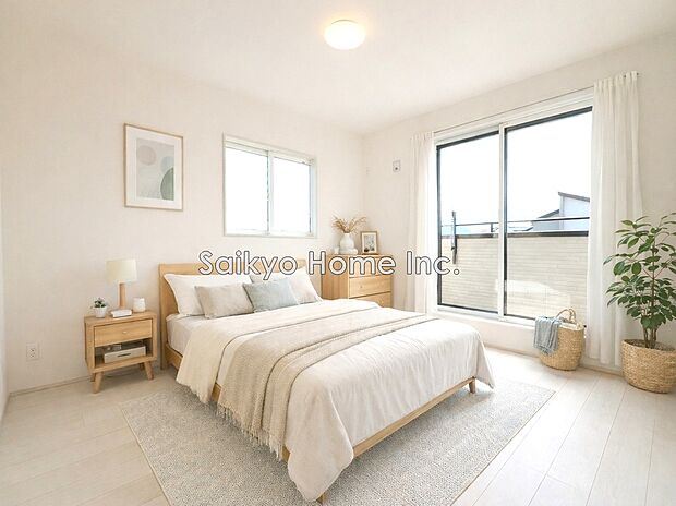 【居室】2面採光を確保した明るい室内は、風通しも良く、大変居心地の良い空間となっております。爽やかな風を感じて起きる朝は、快適生活の始まりに!※家具等はCG加工です。