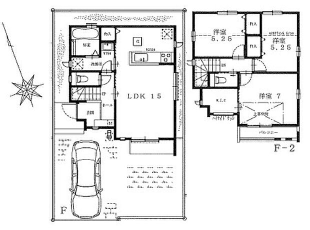 【建物プラン例(間取り図)F号地】延床面積約81.36m2、参考建物価格1400万円より承ります。土地+建物参考プラン価格8290万円(税込)