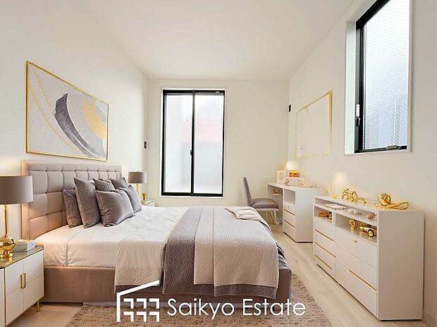 【洋室(施工例)】クローゼット付きの居室が4部屋ございますので、書斎や子供部屋、収納部屋などライフステージに合わせてご利用いただけます。