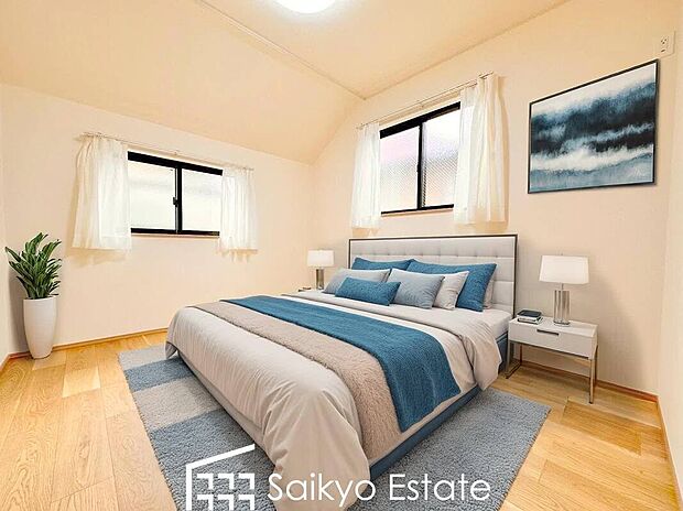 【居室【施工例】】2面採光で明るく風通しも良好です！天気の良い日は是非窓を開けて空気の入れ替えをしてみるのはいかがでしょうか♪
