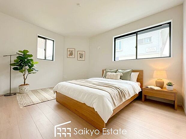 【居室【施工例】】2面採光で明るく風通しも良好です!天気の良い日は是非窓を開けて空気の入替をしてみるのはいかがでしょうか♪