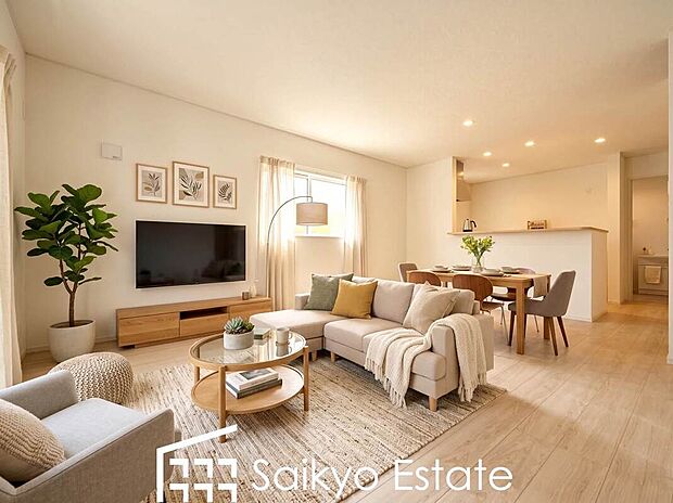 【リビング【施工例】】家族が集い、楽しい会話と美味しいごはん。何気ない家族団らんの時間が幸せに感じられる、そんな空間になりそうです。