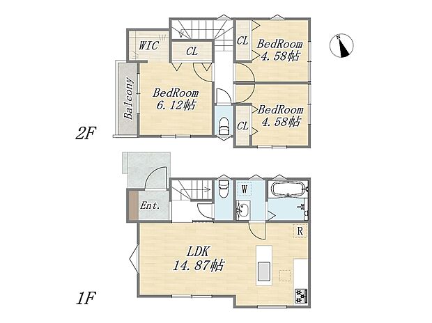 【間取り図】
耐震等級3を取得している地震に強い建物。長期優良住宅認定物件で、永く安心して暮らせる住まいとなっております。