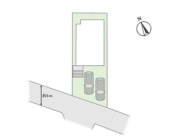 【区画図】
2台駐車可能なゆとりあるカースペースが備わったプラン。
前面道路は南向きの丁字路に接道した開放的な立地。
少し足を伸ばせば多摩川の豊かな自然を感じられる穏やかな住環境。