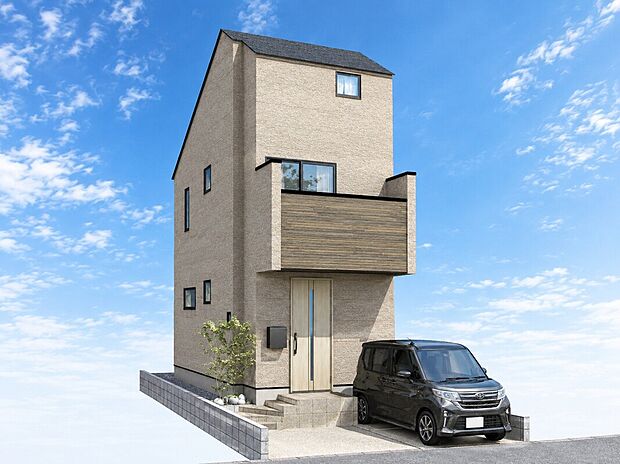 【イメージパース】
マンションでは叶えにくい「戸建てならではの自由」を、ちょうどいいサイズで。車を持ち、戸建ての自由さを楽しみながら、必要以上に大きな家を持たない。これからの暮らしにちょうどいい住まい