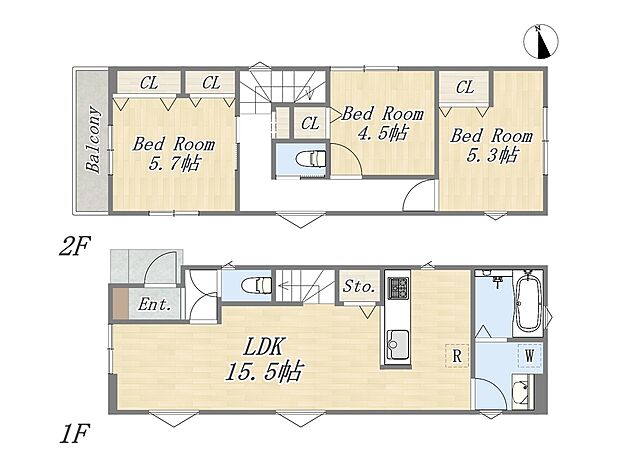 【【参考プラン：C号地】】Plan：3LDK+カースペース
建物面積：78.66ｍ2
建物参考価格：2000万円