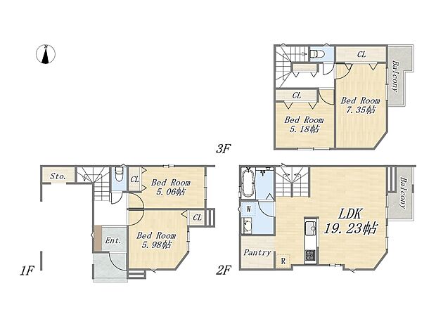 【【参考プラン：F号地】】4LDK+Pantry+ビルトインガレージ
建物参考価格：2000万円
建物面積：123m2