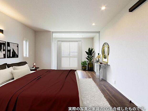 主寝室【4号地】(2024年5月撮影)WICとサンルームもあり収納には困りません