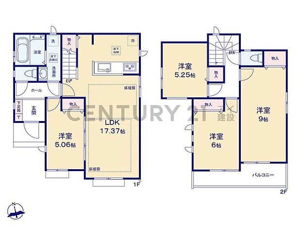 【4LDK】家族が顔をあわす機会が増えるリビング階段