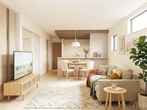 落ち着いた雰囲気のＬＤＫは家族みんなの快適空間※家具はCGです