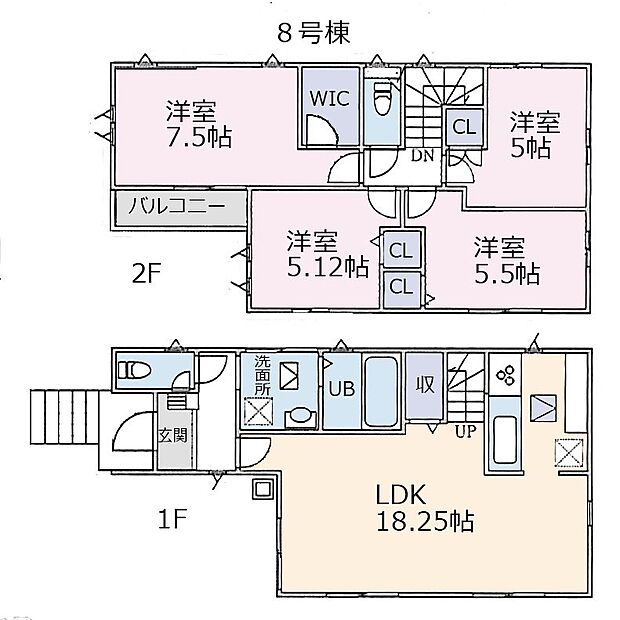 【3LDK】２階に使い方自在のフリースペース　7号棟