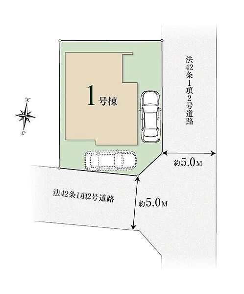 東×南道路に囲まれた理想的な角地！周辺は第一種低層住居専用地域の閑静な住宅街です♪