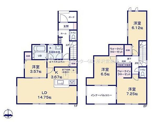 (２号棟)、4LDK、土地面積129.51m2、建物面積109.54m2