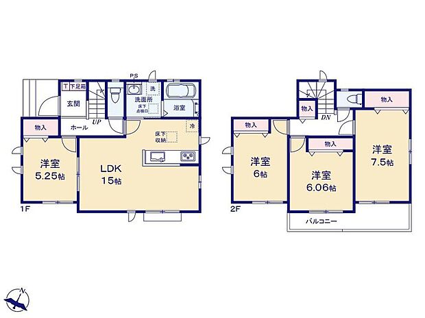 (B号棟)、4LDK、土地面積120.02m2、建物面積95.64m2