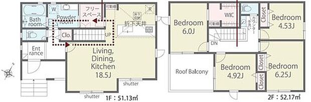 (1号棟)、4LDK、土地面積149.29m2、建物面積103.3m2